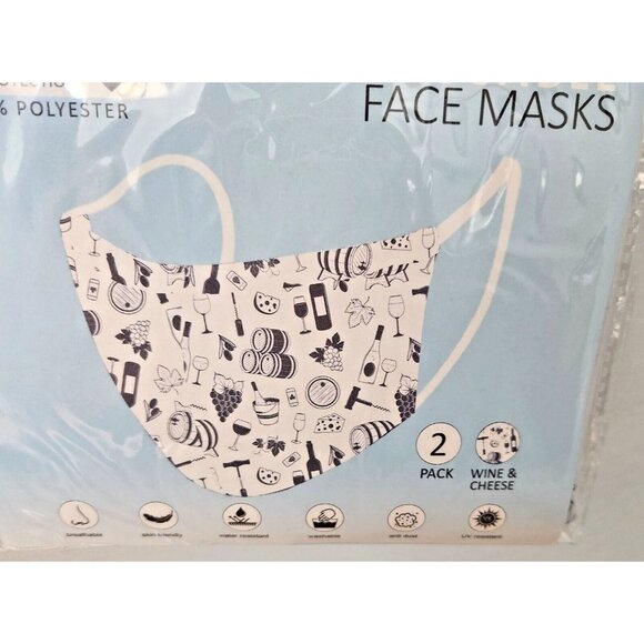 Primeware Mask Wine Barrel Design Adult 2 pack 2 layers 100 % Polyester Washable - Picture 5 of 5